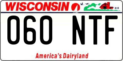 WI license plate 060NTF