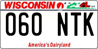 WI license plate 060NTK