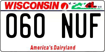 WI license plate 060NUF