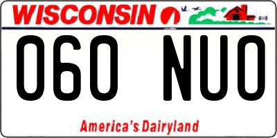 WI license plate 060NUO