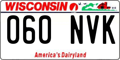 WI license plate 060NVK