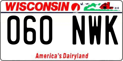 WI license plate 060NWK