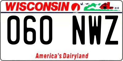 WI license plate 060NWZ