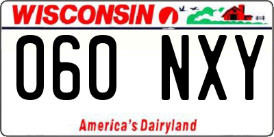 WI license plate 060NXY