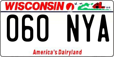 WI license plate 060NYA