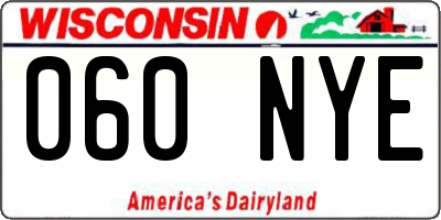 WI license plate 060NYE