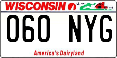 WI license plate 060NYG