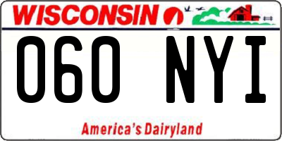 WI license plate 060NYI