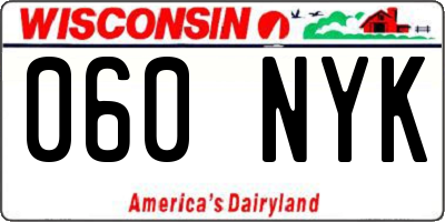 WI license plate 060NYK