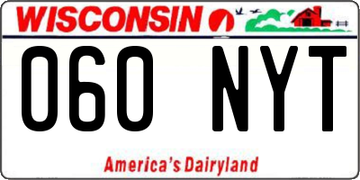 WI license plate 060NYT