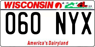 WI license plate 060NYX