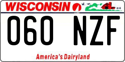 WI license plate 060NZF