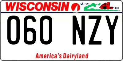 WI license plate 060NZY