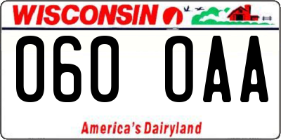 WI license plate 060OAA