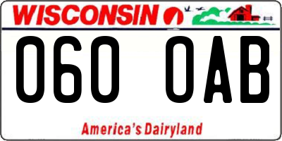 WI license plate 060OAB