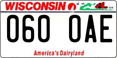 WI license plate 060OAE
