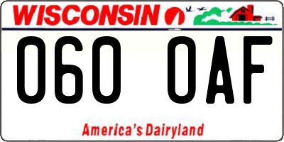 WI license plate 060OAF