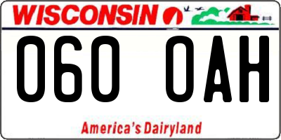 WI license plate 060OAH