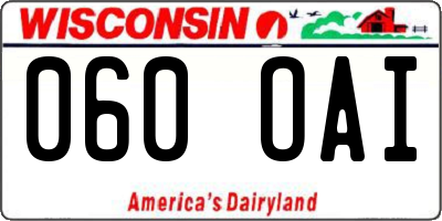 WI license plate 060OAI