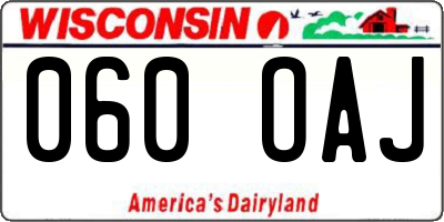 WI license plate 060OAJ