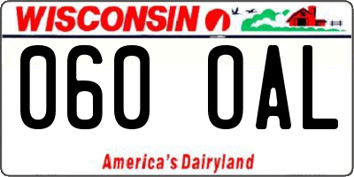 WI license plate 060OAL