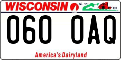 WI license plate 060OAQ