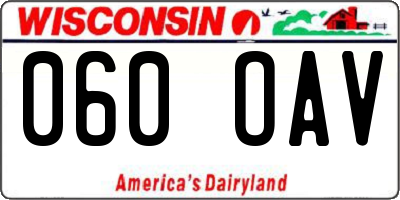 WI license plate 060OAV