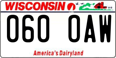 WI license plate 060OAW
