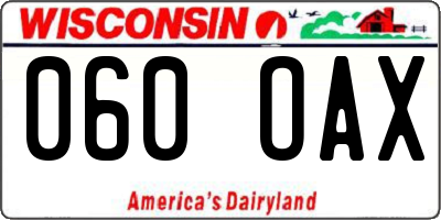 WI license plate 060OAX