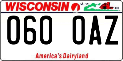 WI license plate 060OAZ