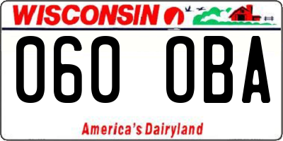 WI license plate 060OBA