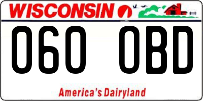WI license plate 060OBD
