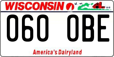 WI license plate 060OBE