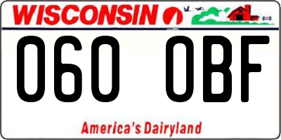 WI license plate 060OBF