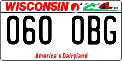 WI license plate 060OBG