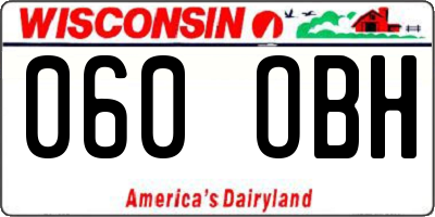 WI license plate 060OBH