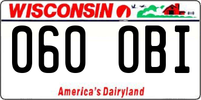 WI license plate 060OBI