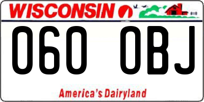 WI license plate 060OBJ