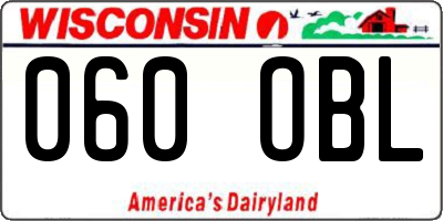 WI license plate 060OBL