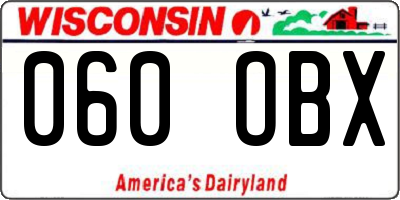 WI license plate 060OBX