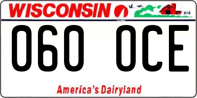 WI license plate 060OCE