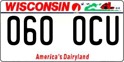 WI license plate 060OCU