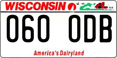 WI license plate 060ODB
