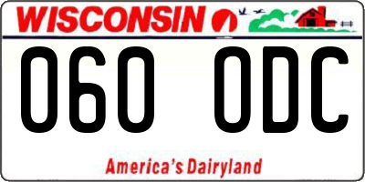 WI license plate 060ODC