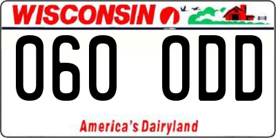 WI license plate 060ODD