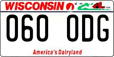 WI license plate 060ODG