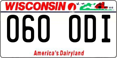 WI license plate 060ODI