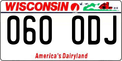 WI license plate 060ODJ