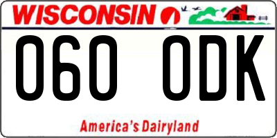 WI license plate 060ODK