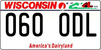 WI license plate 060ODL